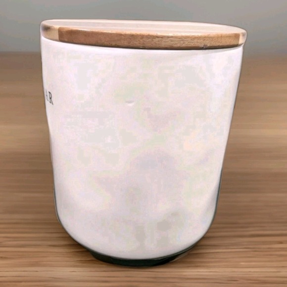 Crofton Stoneware Sugar  Canister with Wooden Seal Lid - Picture 2 of 7